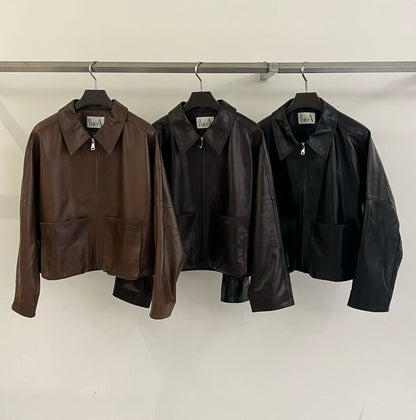 Shiny Lambskin Leather jacket