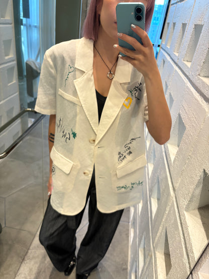 Words printed short sleeves blazer #00798