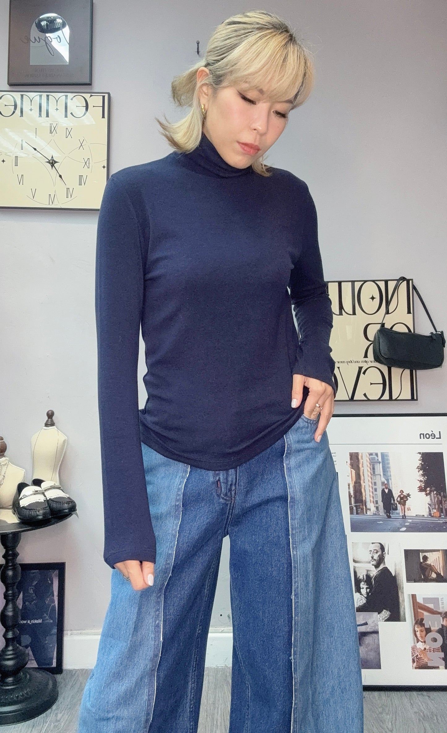 Turtle neck mochi tee#00215