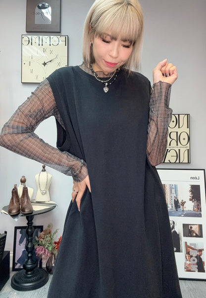 See through checked top