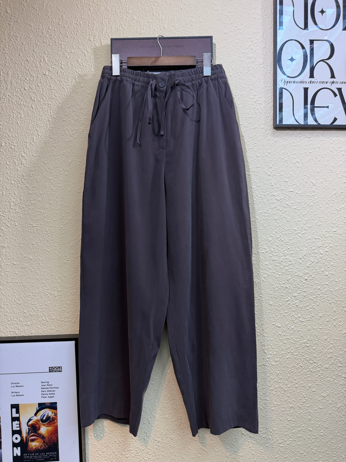 Front tie full elastic silky pants #01041