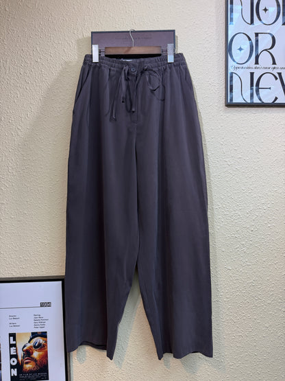 Front tie full elastic silky pants #01041