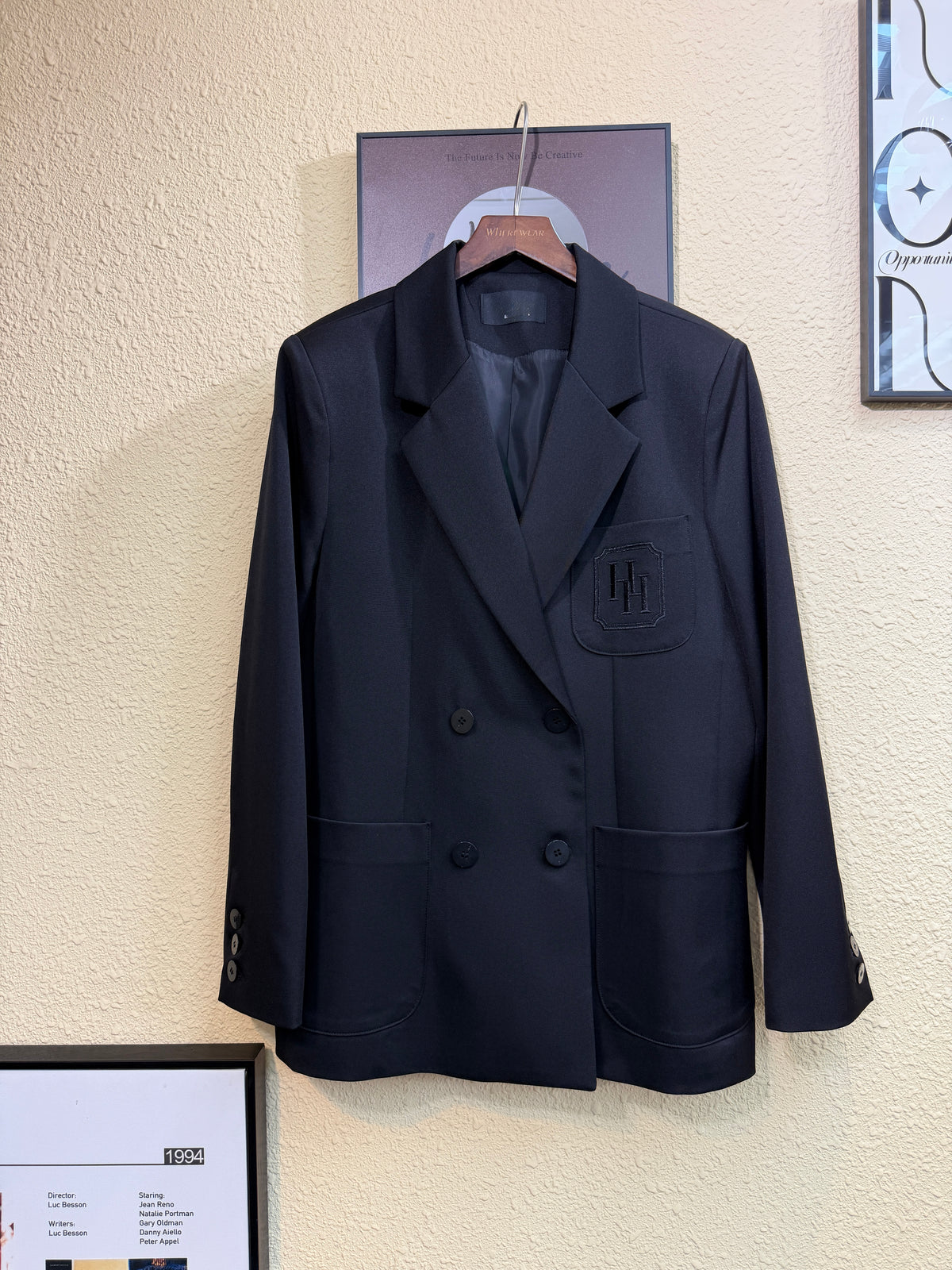“H” embroidery pocket blazer #00972