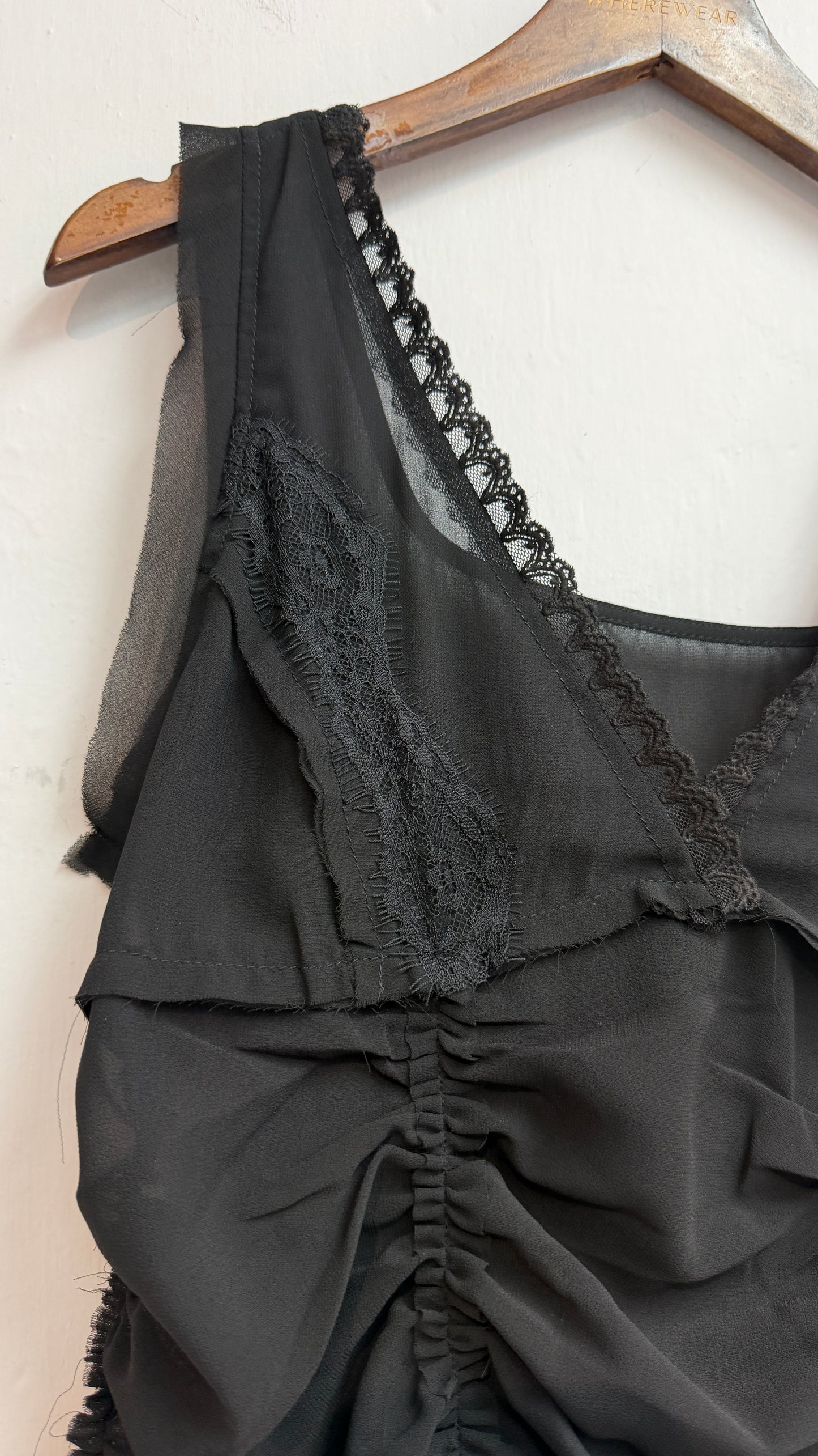 (A/W)Lace trim chiffon tank top #00841