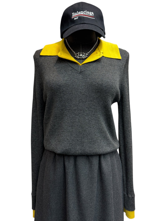 Fake two piece rib knit top