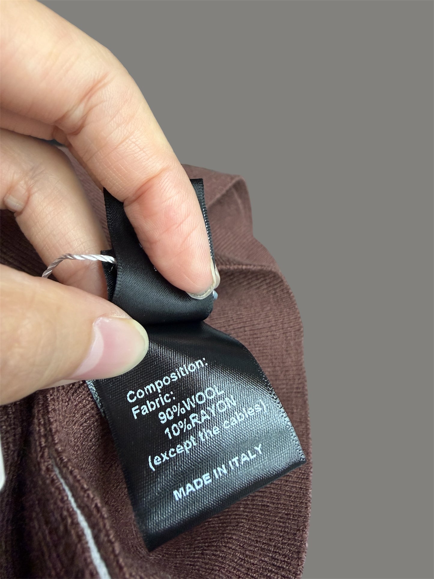 Stand collar side white wool top #00046