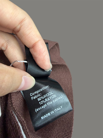 Stand collar side white wool top #00046