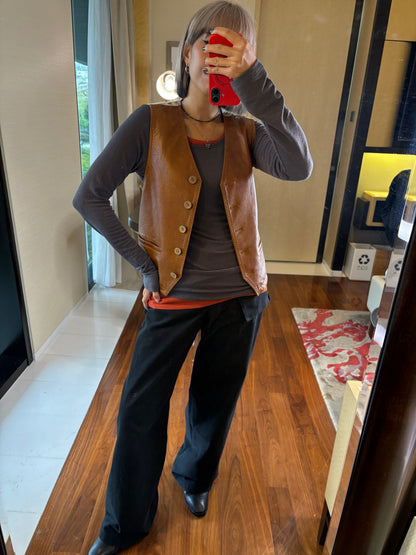 Ethnic X genuine leather vest jacket