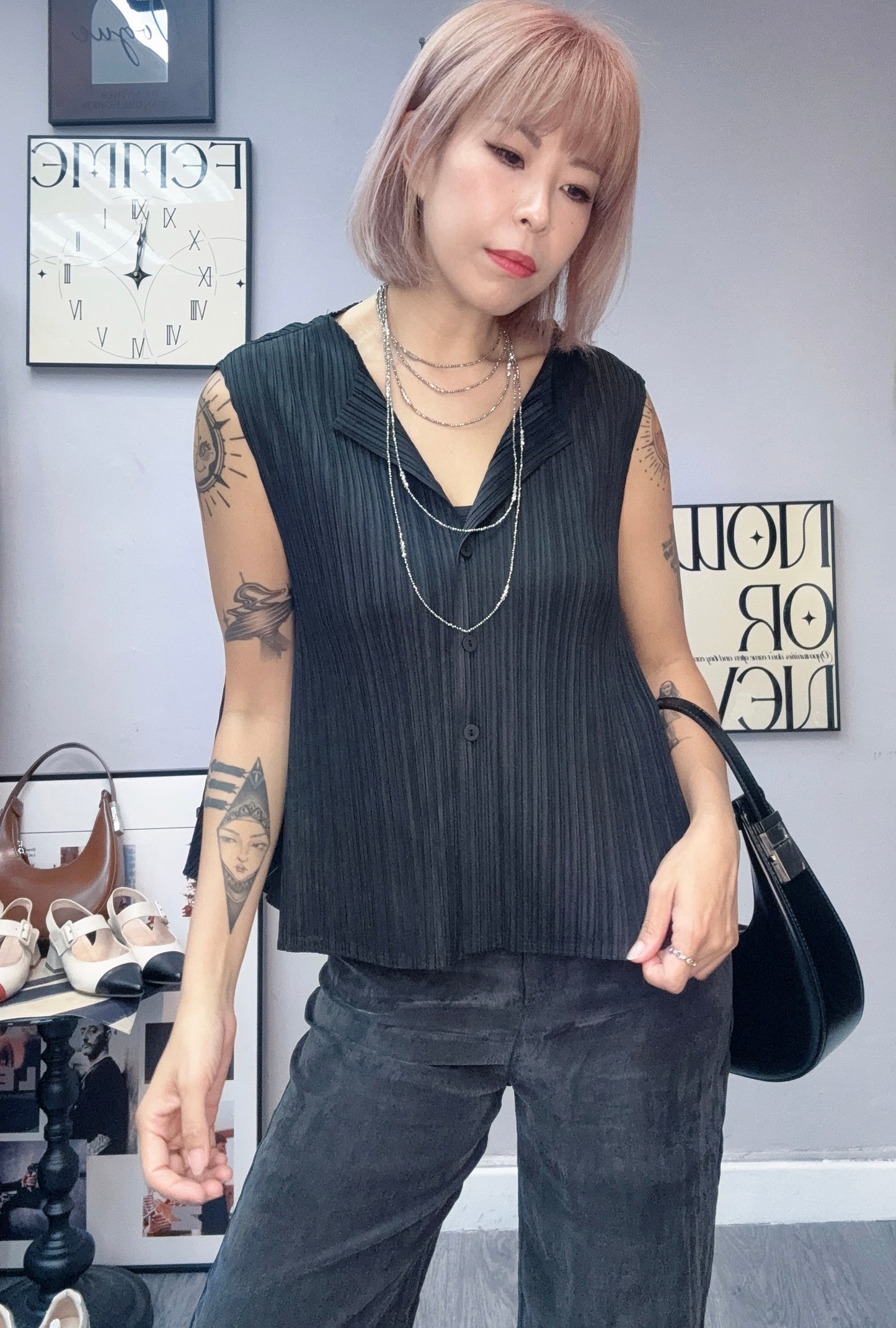 Rib sleeveless top #00831