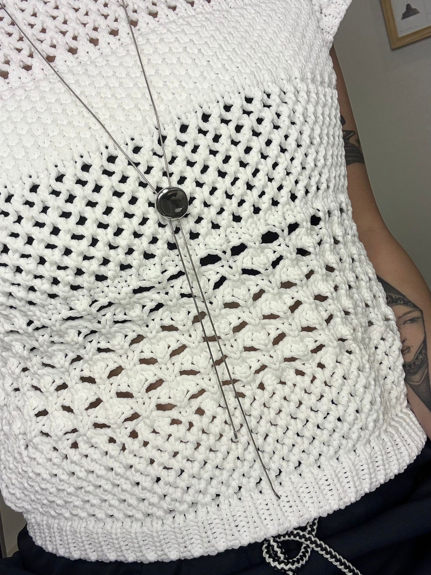 Circle tag long necklace