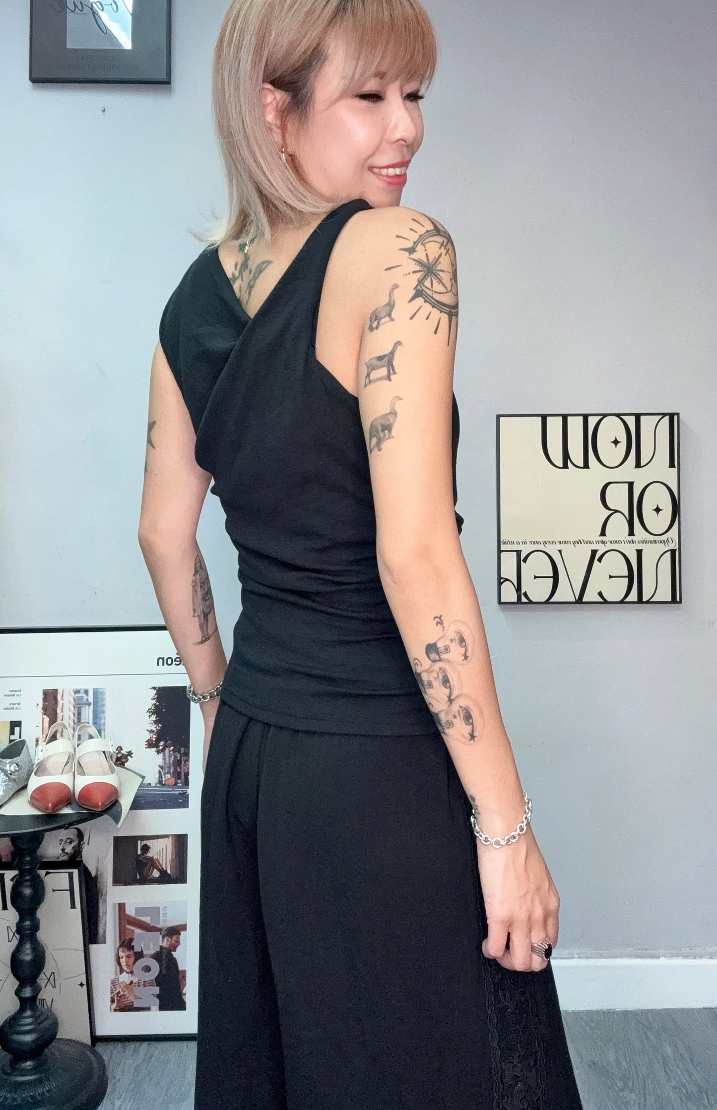 Side pleated sleeveless #00765