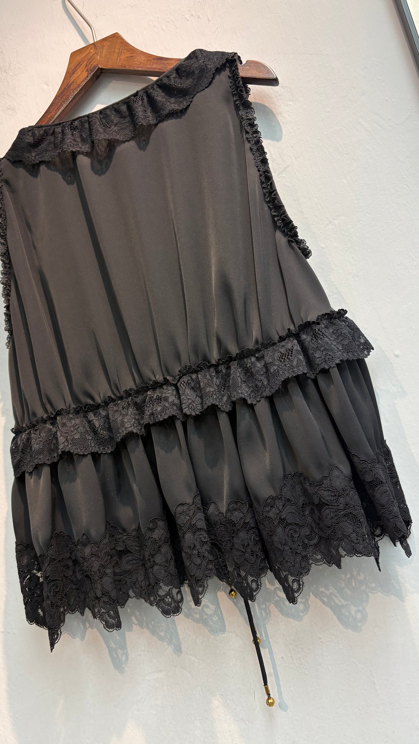 Lace ruff premium chiffon tank blouse #00623