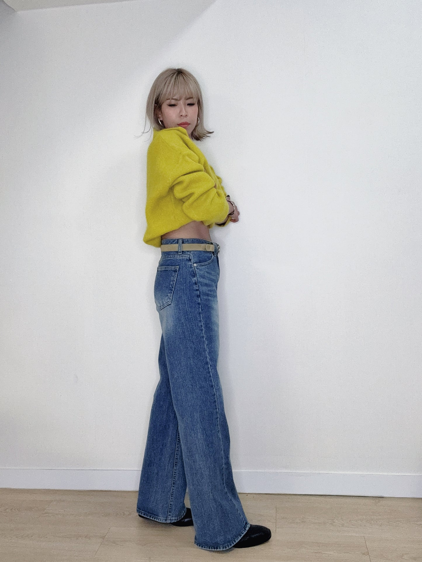 Front side line straight jeans #00152