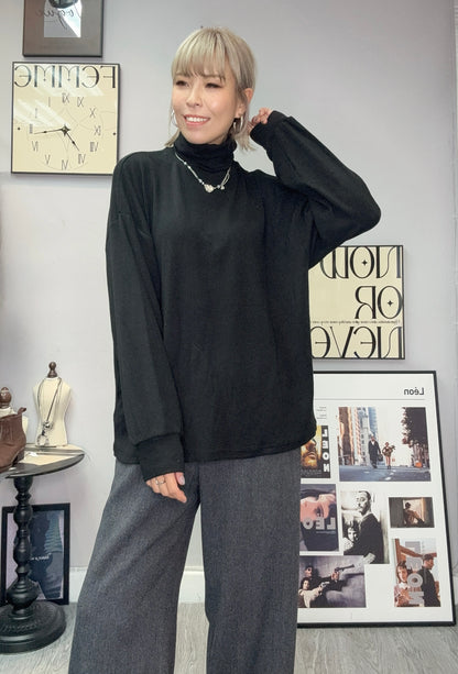 turtleneck wool loose cut tee #00048