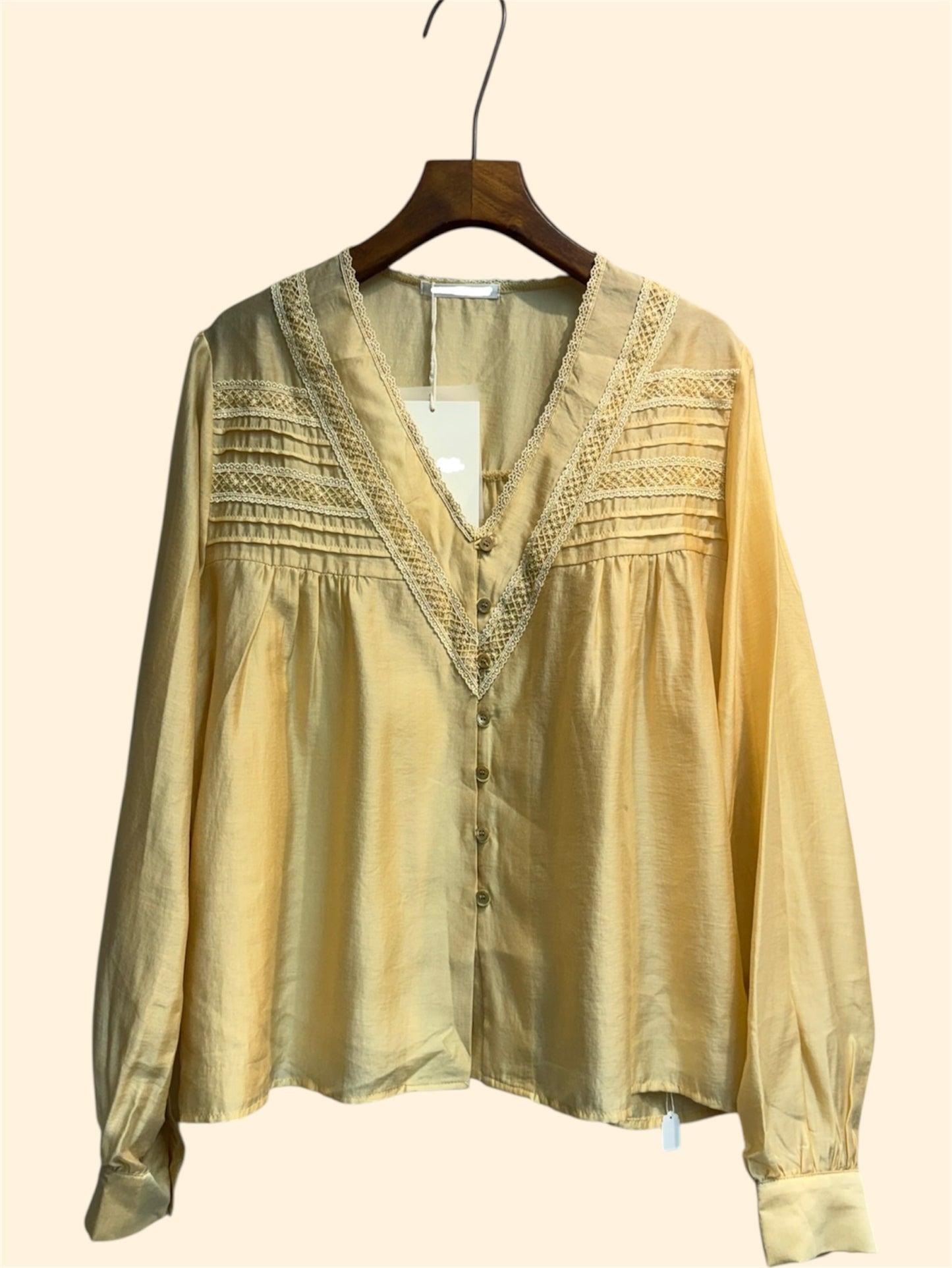 V neck lace front buttons blouse #00319