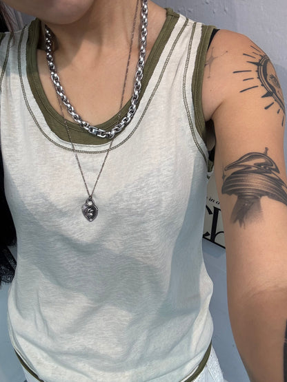 Fake two pieces tank #00631
