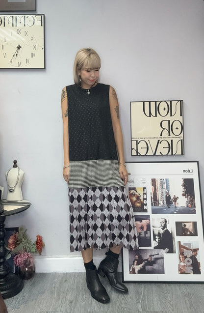 pattern chiffon vest dress