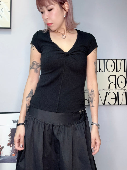 (-30%)Front knot short sleeves tee #00576