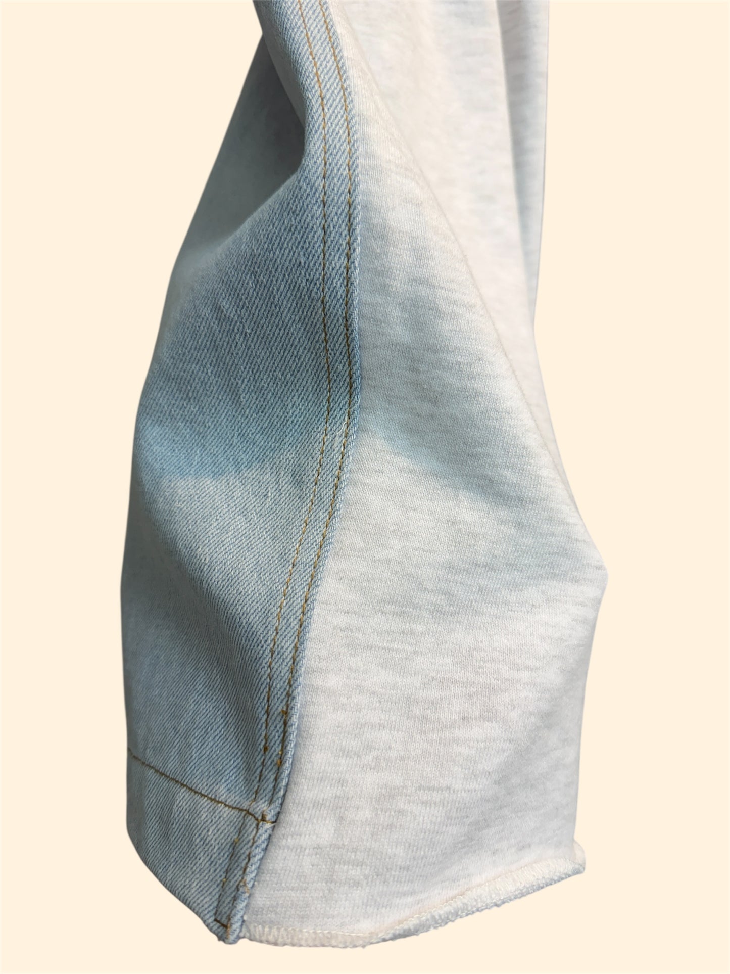 Two tone half elastic jeans #00299