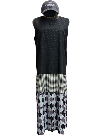 pattern chiffon vest dress