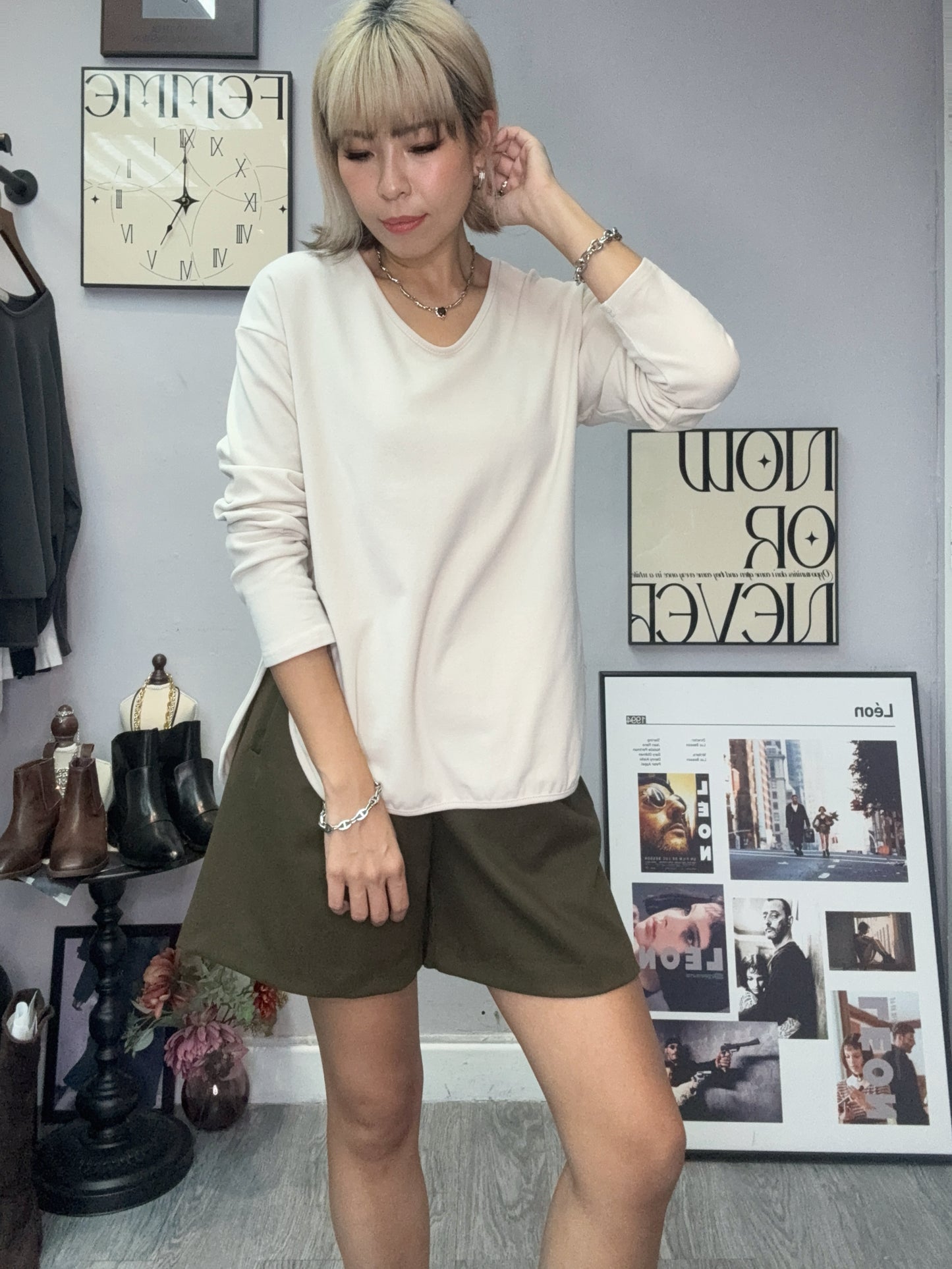 Round neck cotton tee #00012