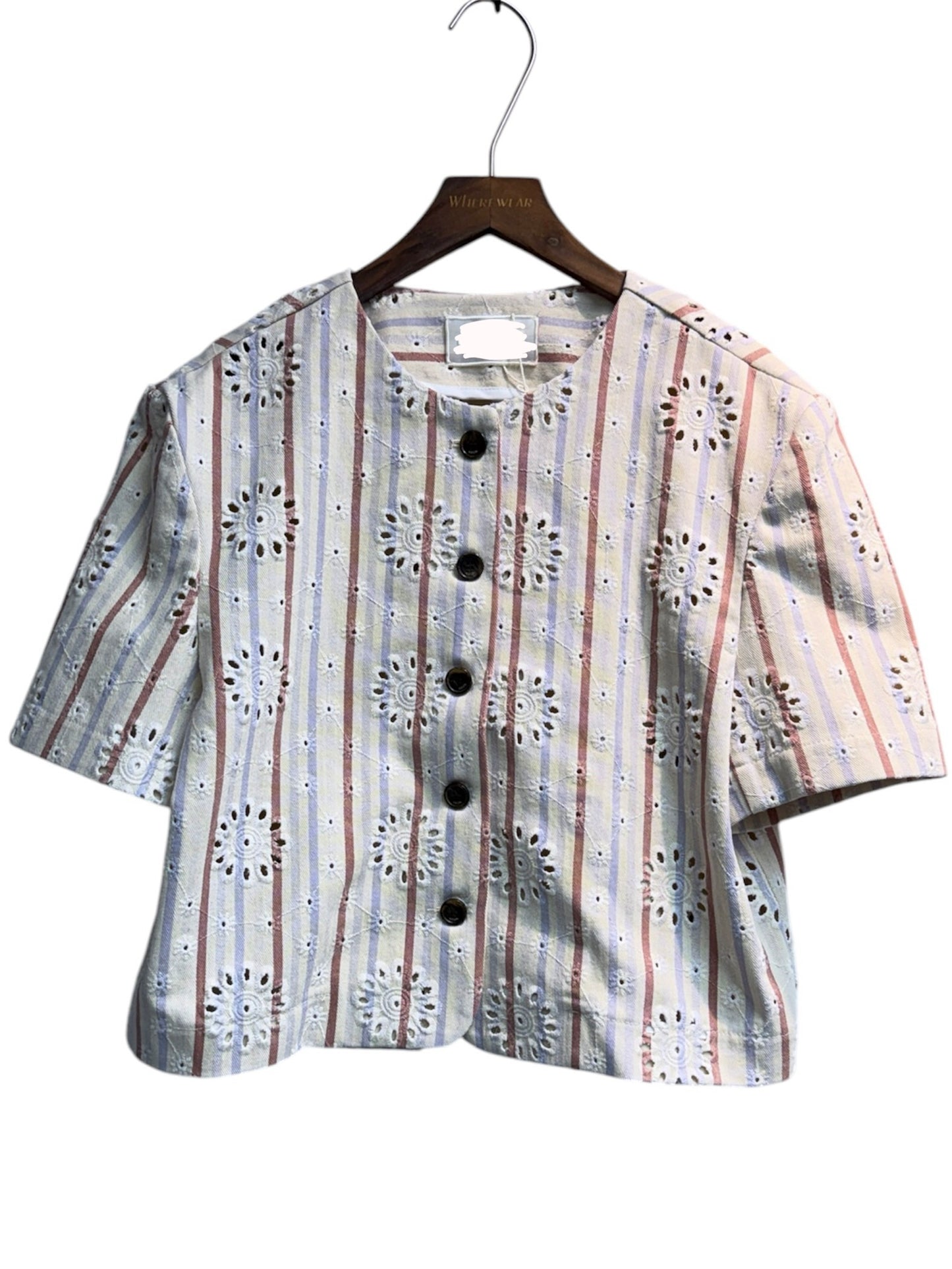 Embroidery stripe short sleeves outer #00579