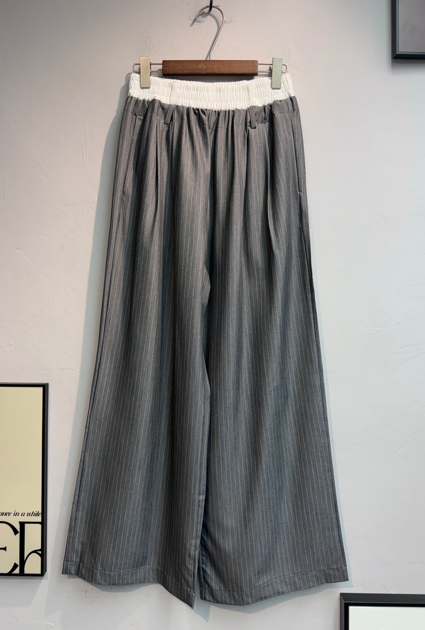 Double elatsic waist striped pants #00768