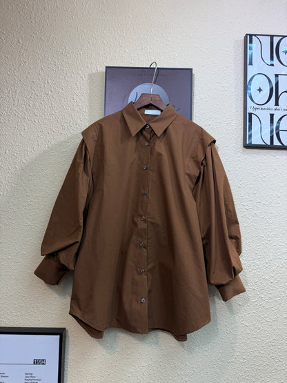 Puff middle length sleeves shirt #01023