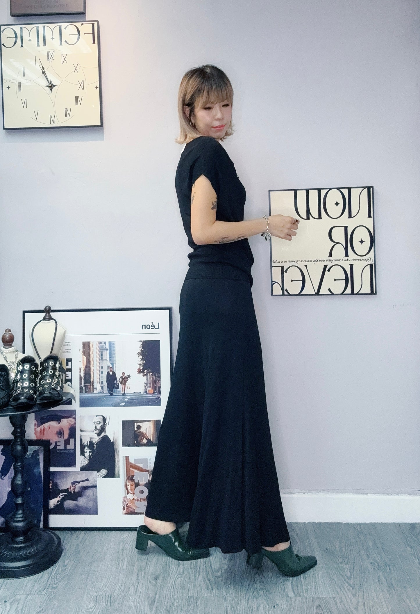 (🏷️-30%）Cowl neck knit top X skirt set #00450