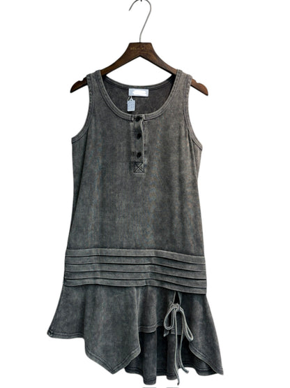 Washing rib long tank top #00502