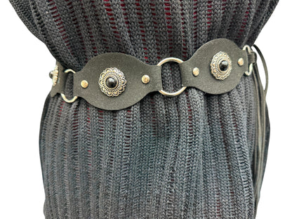Black stone suede belt