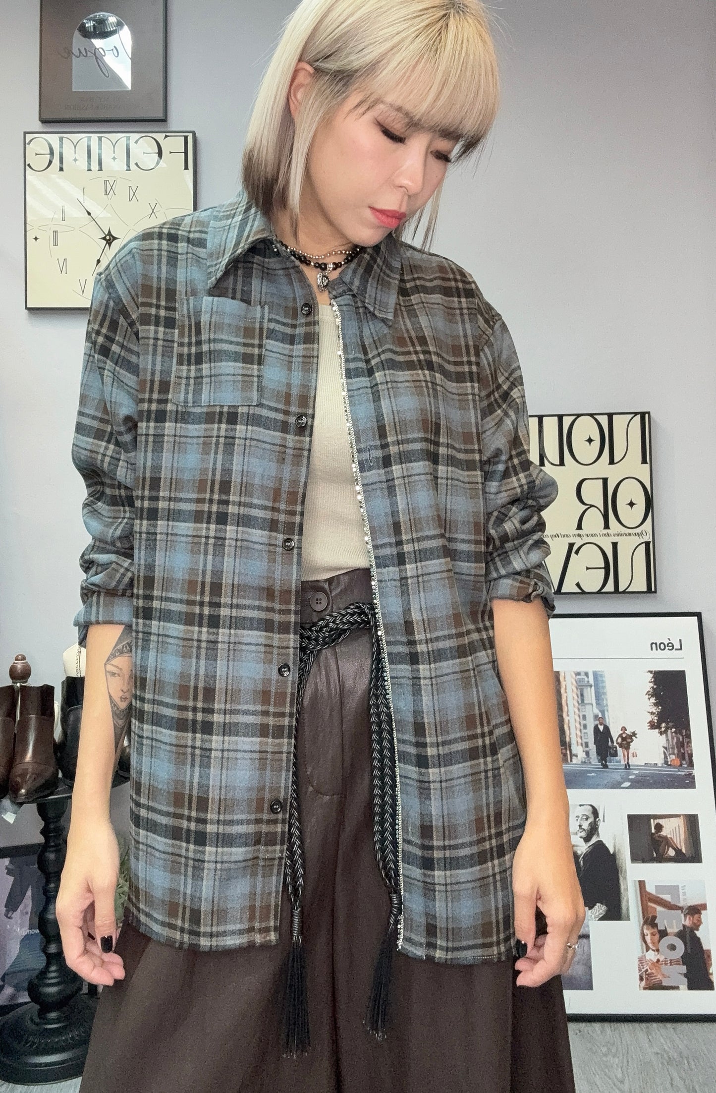 Check silver side shirt