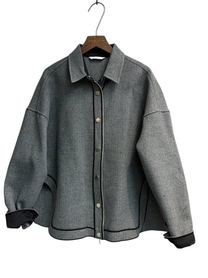 Shirt collar wool zip jacket #00030