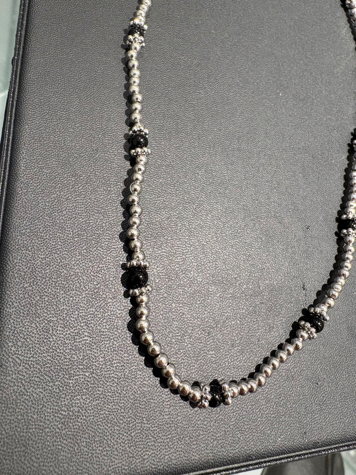 Black accent beaded necklace #ass003