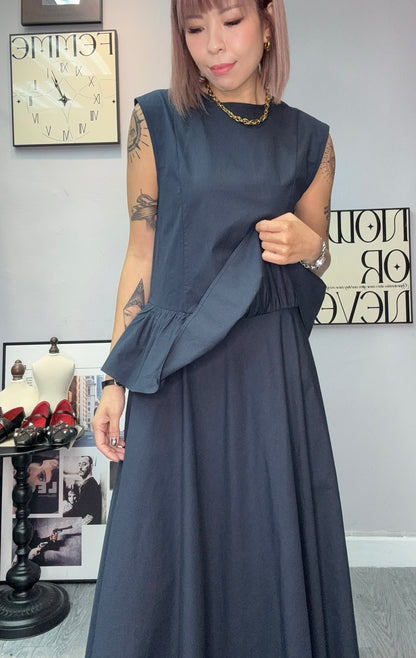 Back tie ruffles waist one piece #00520