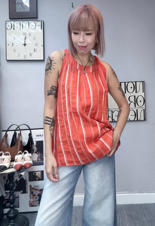 (-30%)Halterneck stripe top #00637