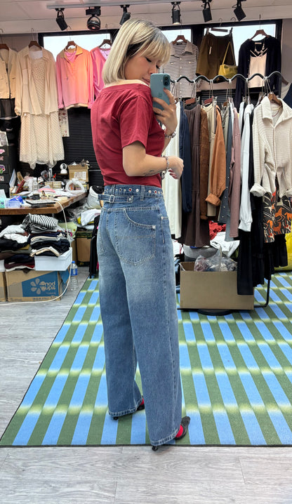 Big collar/One shoulder tee #00383
