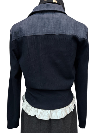 Denim X knit cardigan