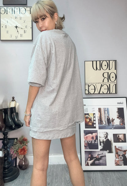 Plain two piece long tee set #00028