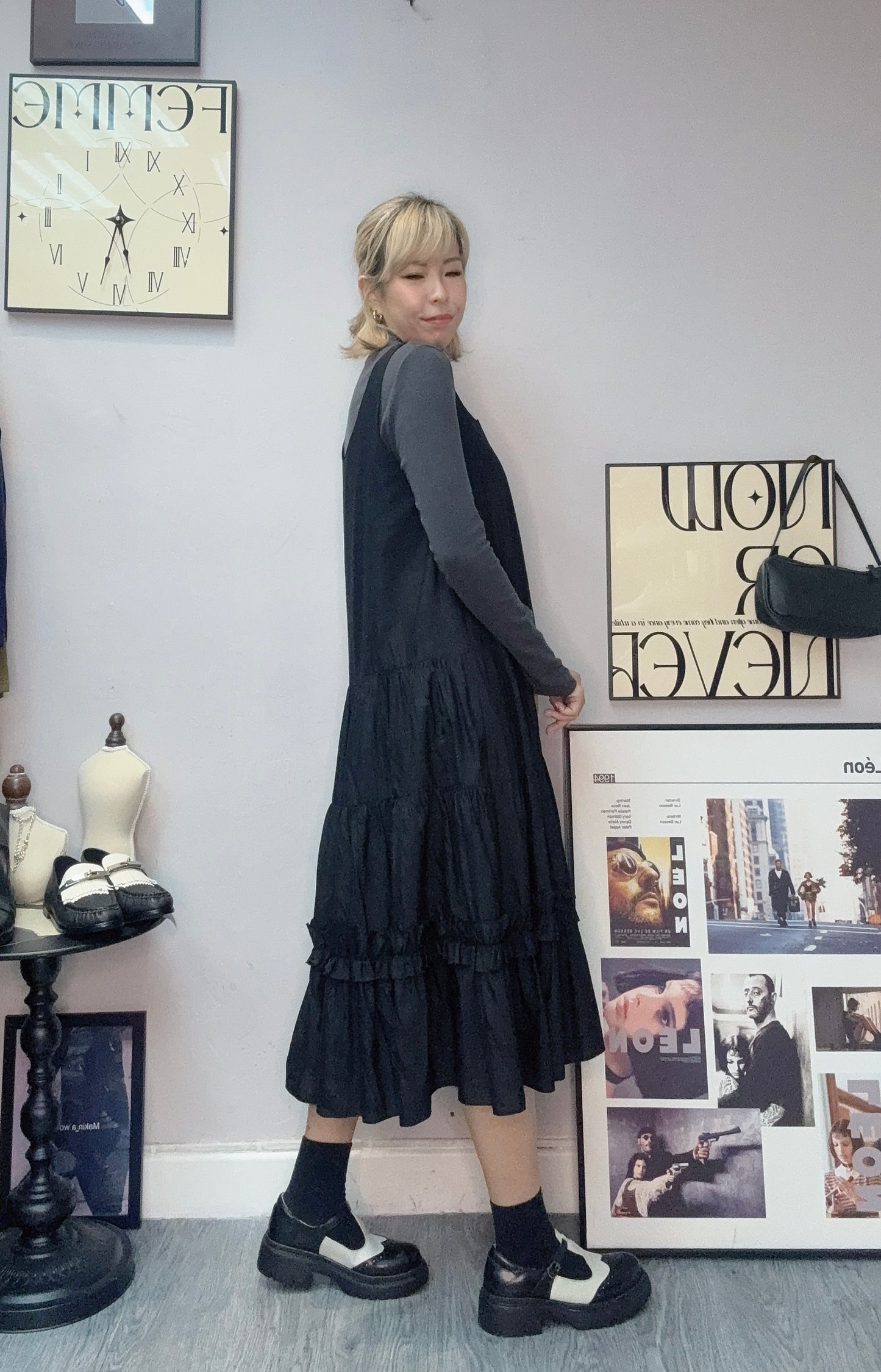 Ruffle hem plain vest dress