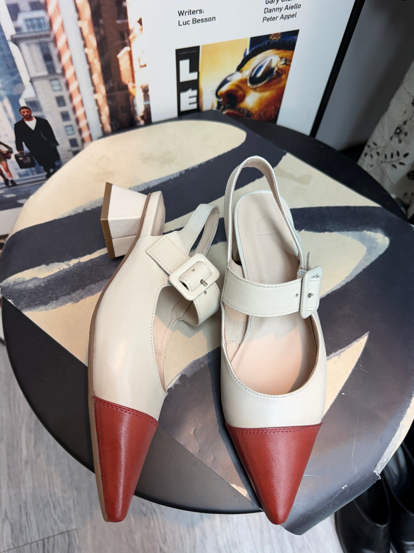 Two tone slingbacks