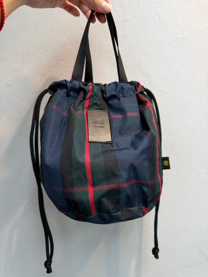 Checked drawstring bag