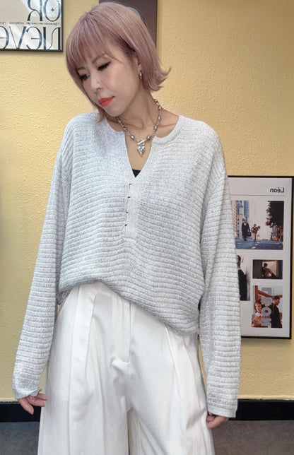 V neck loose knitted top #00878