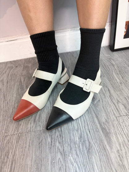 Two tone slingbacks