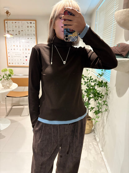 Stand collar fake two piece tee #00004