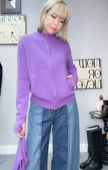 Take off hat zip knit jacket #00138