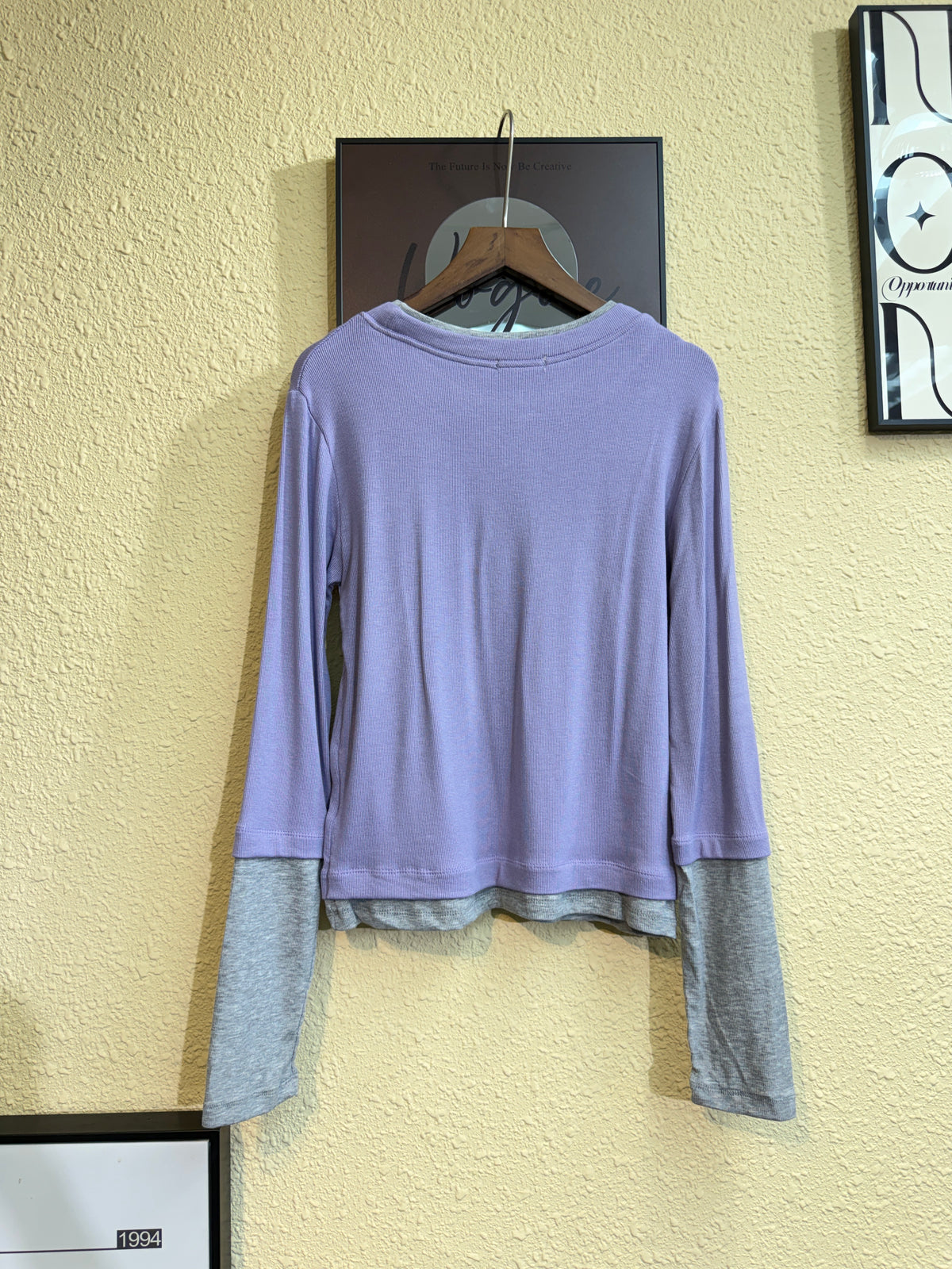 Fake two pieces rib tee #00930