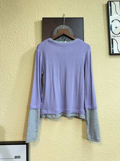 Fake two pieces rib tee #00930