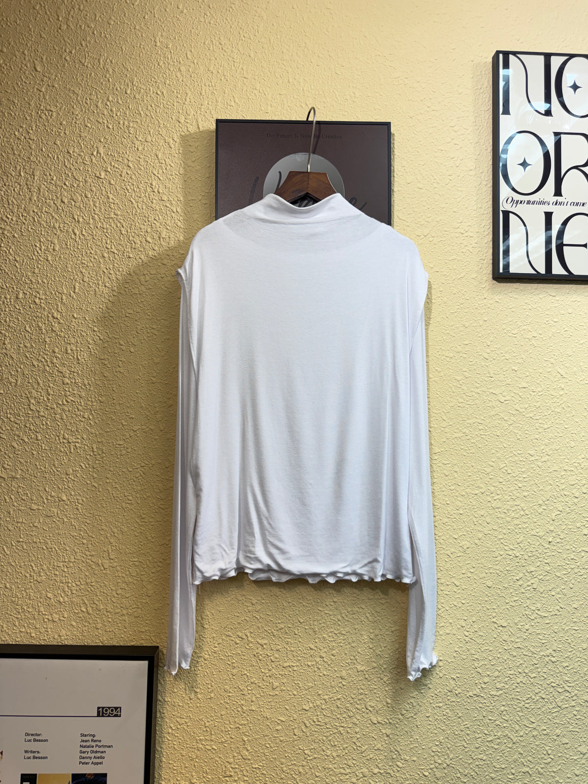 👍🏻Stand collar frill trim spandex tee #01015