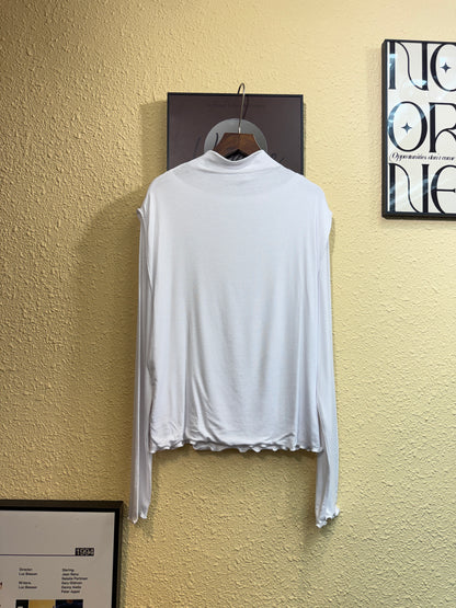 👍🏻Stand collar frill trim spandex tee #01015